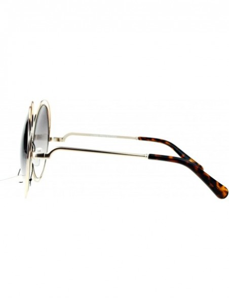 Oversized Avant Garde Double Circle Frame Round Designer Fashion Retro Sunglasses - Gold Smoke - CB122BLSTUF $11.76