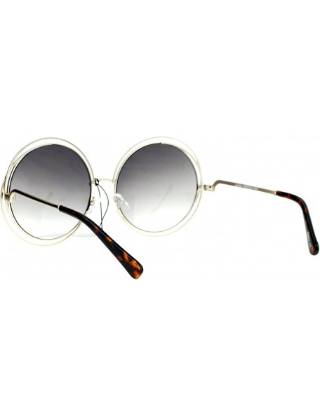 Oversized Avant Garde Double Circle Frame Round Designer Fashion Retro Sunglasses - Gold Smoke - CB122BLSTUF $11.76