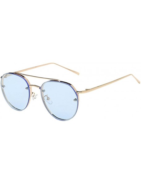 Round Sunglasses for Men Women Aviator Polarized Metal Mirror UV Lens Protection - D - CF18UA4IZOY $12.43