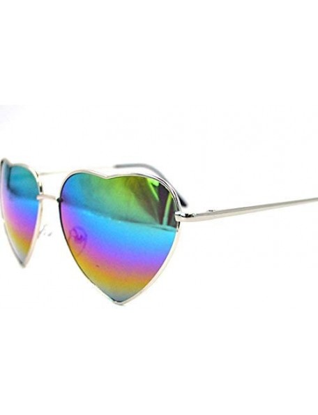 Sport Vintage Heart Shape Sunglasses UV400 Color Coated Metal Frame Eyewear - Rainbow - C418DAAGH8T $11.37