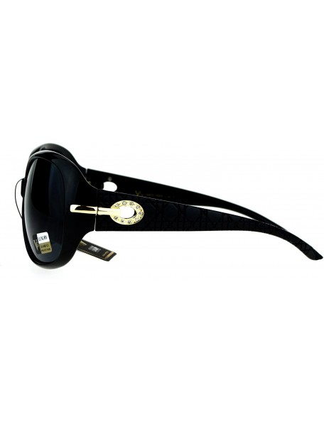 Oval Luxury Fashion Sunglasses Womens Designer Style Rhinestone Shades UV 400 - Black (Black) - CJ186SXDR82 $9.48