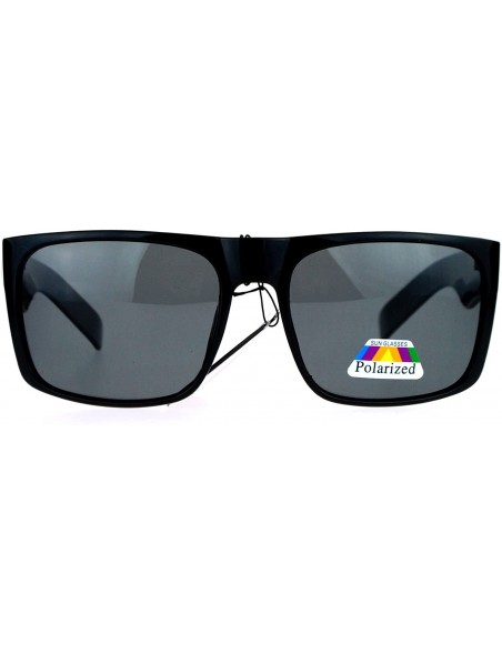 Rectangular All Black Polarized Lens Rectangular Plastic Mens Mob Sunglasses - CH120IUT3WT $9.57