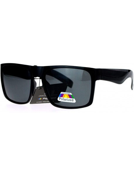 Rectangular All Black Polarized Lens Rectangular Plastic Mens Mob Sunglasses - CH120IUT3WT $9.57