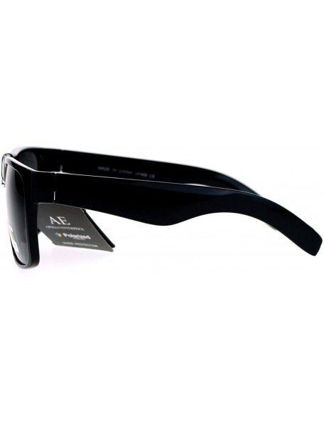 Rectangular All Black Polarized Lens Rectangular Plastic Mens Mob Sunglasses - CH120IUT3WT $9.57