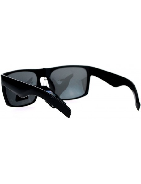 Rectangular All Black Polarized Lens Rectangular Plastic Mens Mob Sunglasses - CH120IUT3WT $9.57