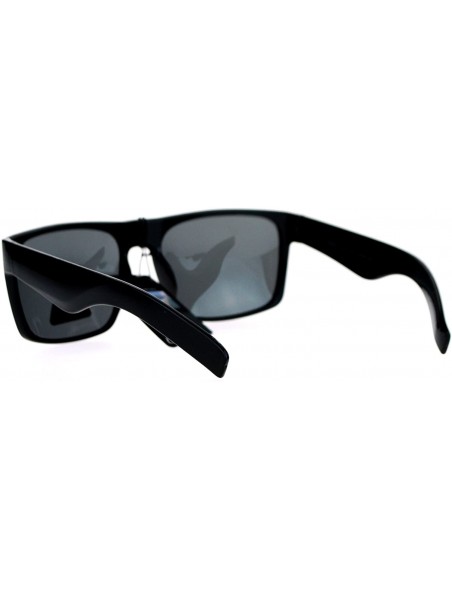 Rectangular All Black Polarized Lens Rectangular Plastic Mens Mob Sunglasses - CH120IUT3WT $9.57
