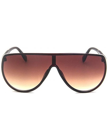 Goggle 2020 New Trend Sunglasses Female One-piece Sunglasses Big Frame Retro Flat Top Sunglasses Mens Goggle - Brown - CC192S...