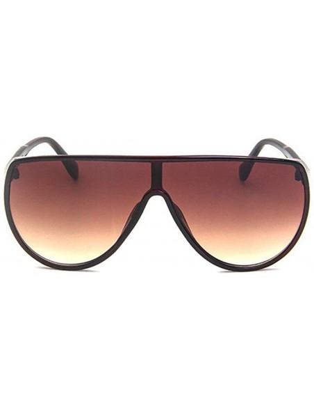 Goggle 2020 New Trend Sunglasses Female One-piece Sunglasses Big Frame Retro Flat Top Sunglasses Mens Goggle - Brown - CC192S...