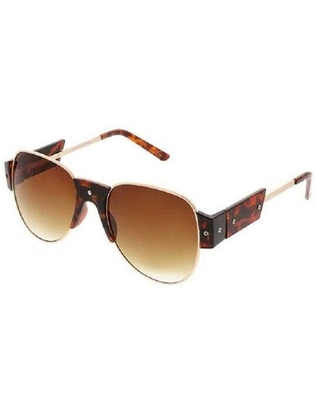 Aviator Futuristic Retro Elegant Luxury Aviator Sunglasses - Gold & Tortoise Frame - CO18YAKRW8D $9.66