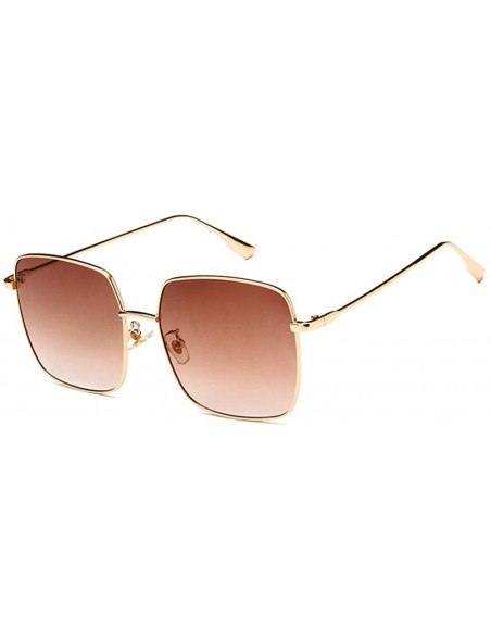 Square Unisex Sunglasses Fashion Gold Grey Drive Holiday Square Non-Polarized UV400 - Gold Brown - CO18RLTUKUD $11.81