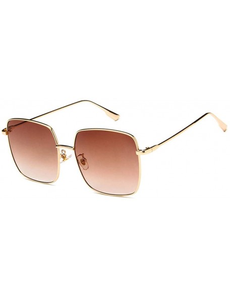 Square Unisex Sunglasses Fashion Gold Grey Drive Holiday Square Non-Polarized UV400 - Gold Brown - CO18RLTUKUD $11.81