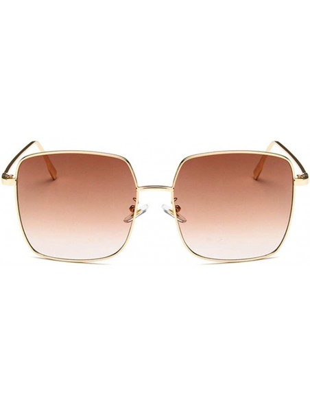 Square Unisex Sunglasses Fashion Gold Grey Drive Holiday Square Non-Polarized UV400 - Gold Brown - CO18RLTUKUD $11.81
