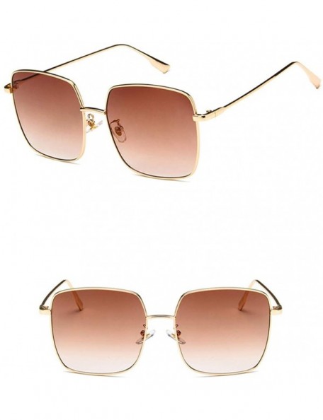 Square Unisex Sunglasses Fashion Gold Grey Drive Holiday Square Non-Polarized UV400 - Gold Brown - CO18RLTUKUD $11.81
