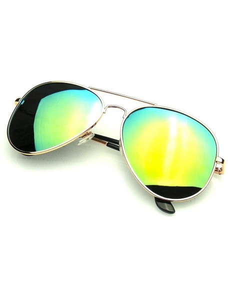 Aviator Mens Womens Aviator Mirror Lens Polarized Aviator Sunglasses - Polarized Lens - Gold Mirror - CM183IM7SMC $8.40