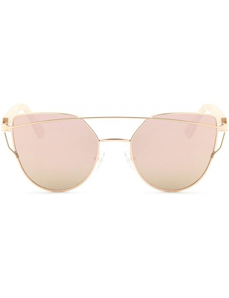 Cat Eye Fashion Vinatge Polarized Cat Eye Sunglasses Bamboo Frame for Women - Pink - CG18R4LW8N7 $11.88