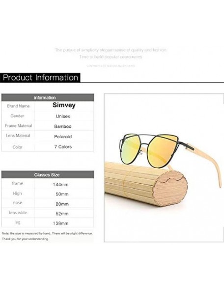 Cat Eye Fashion Vinatge Polarized Cat Eye Sunglasses Bamboo Frame for Women - Pink - CG18R4LW8N7 $11.88