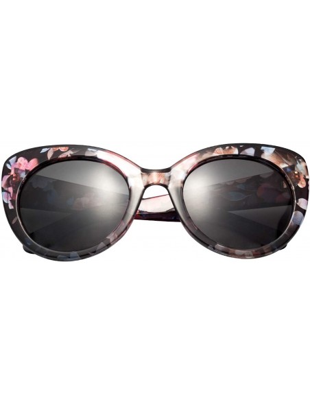 Cat Eye Women's Oversized Cateyes Polarized Plastic Colored Flower Sunglasses 80720 - Black-blue - C018KH8Q2HK $13.31