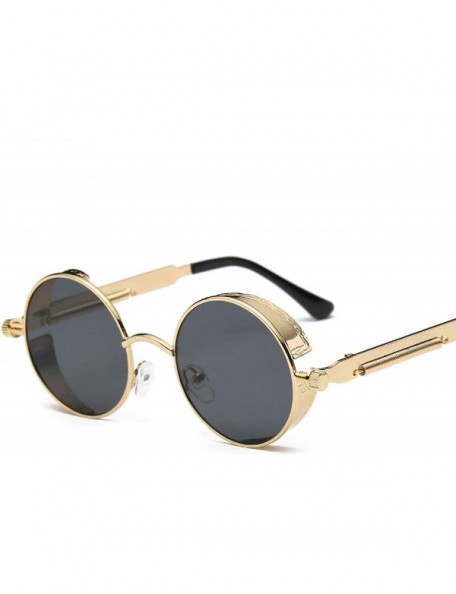 Round 2020 Metal Steampunk Sunglasses Men Women Fashion Round Glasses Vintage UV400 Eyewear - Silver Frame Gray - CL198AIXMIY...