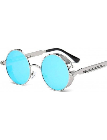 Round 2020 Metal Steampunk Sunglasses Men Women Fashion Round Glasses Vintage UV400 Eyewear - Silver Frame Gray - CL198AIXMIY...