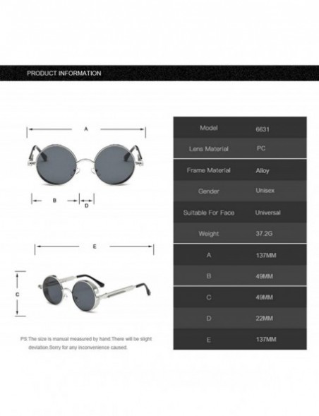 Round 2020 Metal Steampunk Sunglasses Men Women Fashion Round Glasses Vintage UV400 Eyewear - Silver Frame Gray - CL198AIXMIY...