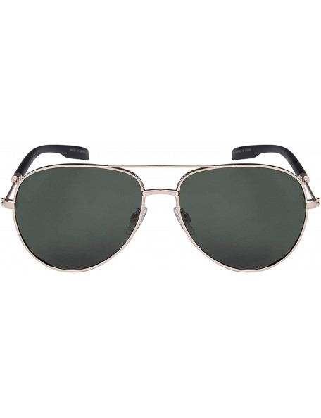 Aviator Pilot Men's 100% UV400 Protection Lens Driving Eyewear- TAC Polarized Sunglasses - Gold/Dark Green - C919243K6IS $11.68