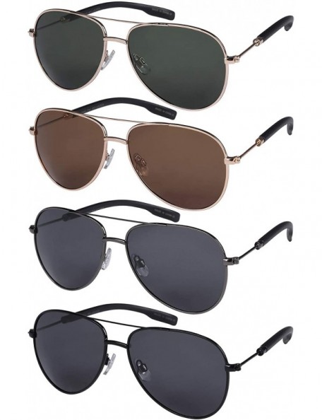 Aviator Pilot Men's 100% UV400 Protection Lens Driving Eyewear- TAC Polarized Sunglasses - Gold/Dark Green - C919243K6IS $11.68