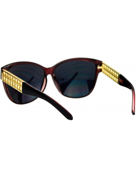 Square Womens Oversized Fashion Sunglasses Designer Style Square Frame - Black Purple (Yellow Mirror) - CT187DXR6Q4 $19.85