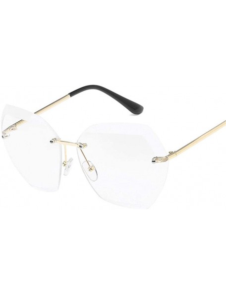 Goggle Rimless Sunglasses Women Designer Summer Oversized Vintage Shades Sun Glasses For Women Female Lady Sunglass - CT18Y6G...
