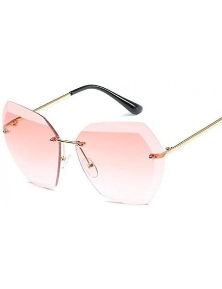 Goggle Rimless Sunglasses Women Designer Summer Oversized Vintage Shades Sun Glasses For Women Female Lady Sunglass - CT18Y6G...