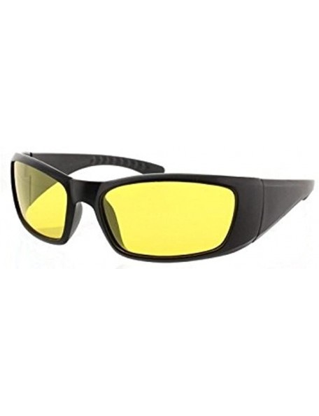 Aviator Polarized Night Driving Sunglasses Aviator Sport Wrap Motorcycle Glasses - Polarized Sport Black - CU188K8R3SX $10.08