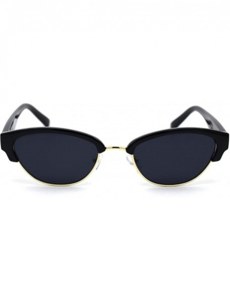 Oval Womens Narrow Oval Half Rim Hipster DJ Sunglasses - Gold Black - CO1950N2HEE $13.21