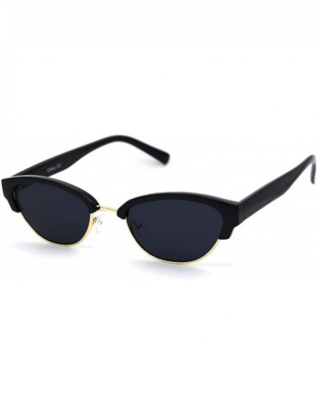 Oval Womens Narrow Oval Half Rim Hipster DJ Sunglasses - Gold Black - CO1950N2HEE $13.21