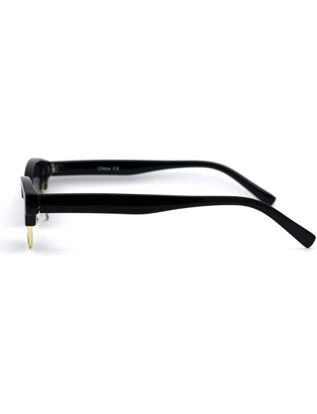 Oval Womens Narrow Oval Half Rim Hipster DJ Sunglasses - Gold Black - CO1950N2HEE $13.21