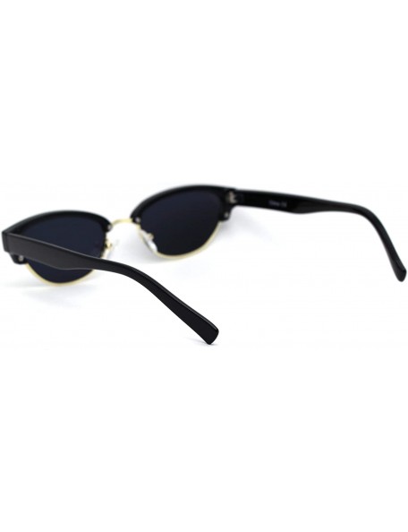 Oval Womens Narrow Oval Half Rim Hipster DJ Sunglasses - Gold Black - CO1950N2HEE $13.21