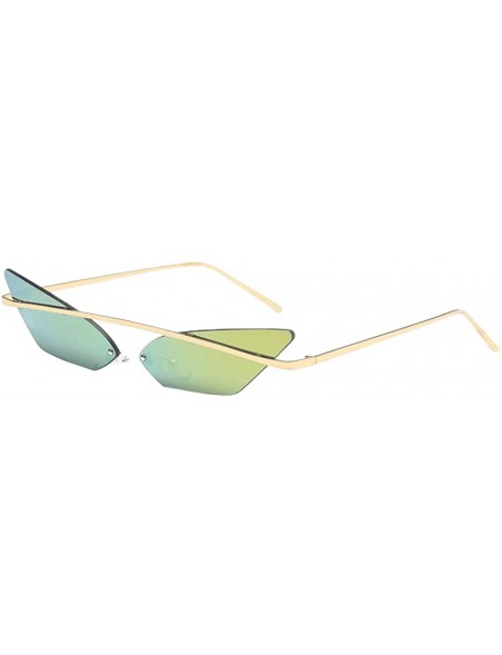 Rimless Retro Small Cat Eye Rimless Sunglasses Metal Frame Transparent Lens - Gold - CA18ZSCKE20 $13.31