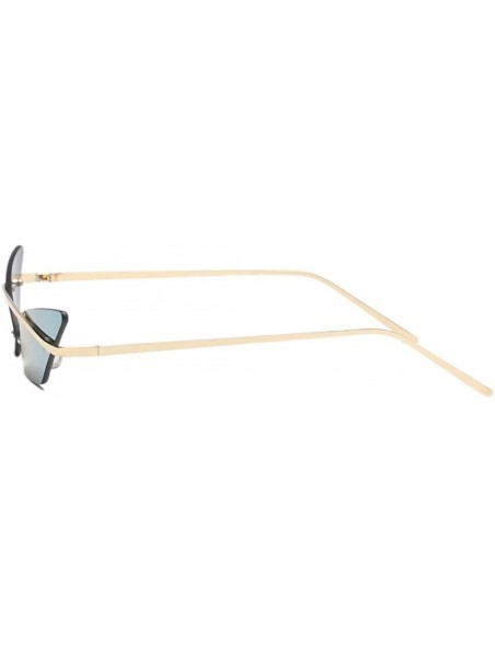 Rimless Retro Small Cat Eye Rimless Sunglasses Metal Frame Transparent Lens - Gold - CA18ZSCKE20 $13.31