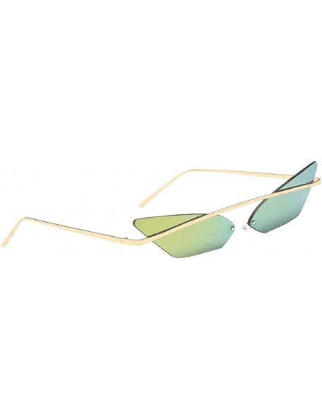 Rimless Retro Small Cat Eye Rimless Sunglasses Metal Frame Transparent Lens - Gold - CA18ZSCKE20 $13.31