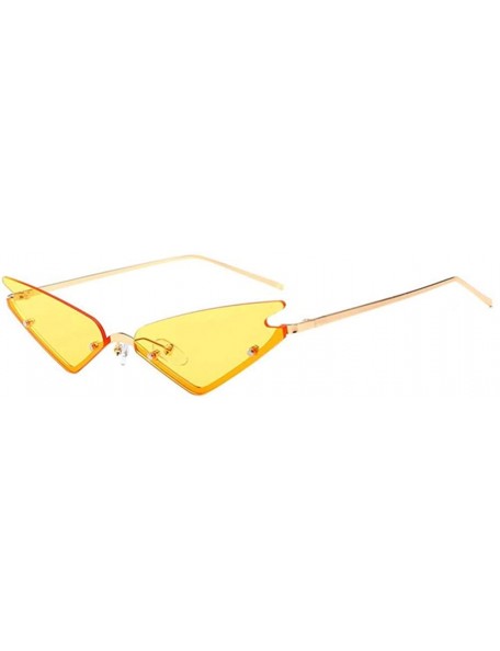 Rimless Small Rimless Cateye Party Sunglasses for Women - Unique Fashion Eyewear Shades for Small face - Yellow - CJ19644DTAE...