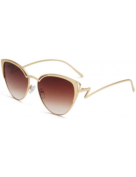 Sport Cat Eye Sunglasses Women's Metal Sunglasses Sunglasses-Golden frame gradient tea - CE197ZH5ZII $39.10