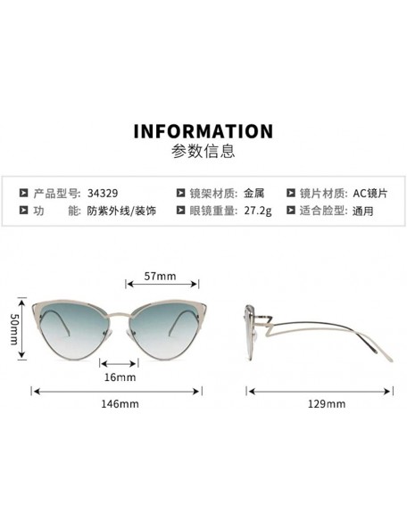 Sport Cat Eye Sunglasses Women's Metal Sunglasses Sunglasses-Golden frame gradient tea - CE197ZH5ZII $18.40