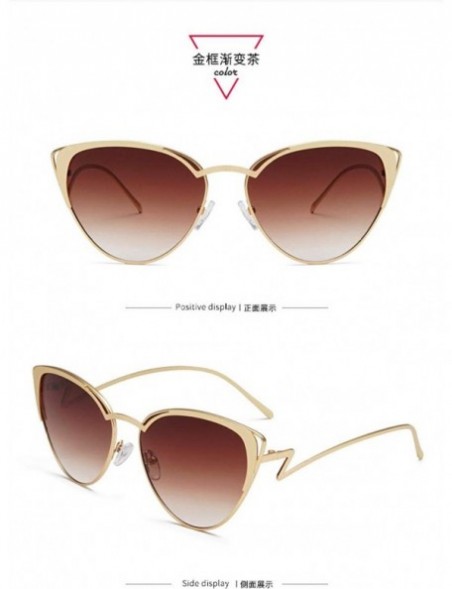 Sport Cat Eye Sunglasses Women's Metal Sunglasses Sunglasses-Golden frame gradient tea - CE197ZH5ZII $18.40