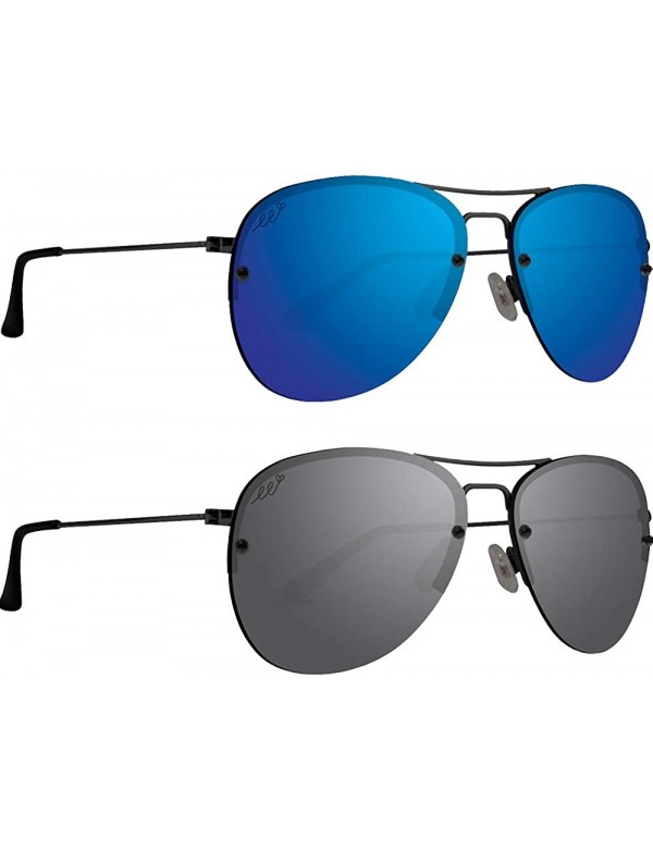 Aviator 2 Epoch Emerson Aviator Polarized Sunglasses Blue Mirror and Smoke Lenses - CW196MTDYKH $41.28