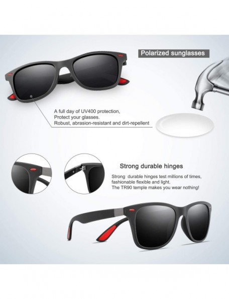 Round Polarized Sunglasses for Men Retro - Polarized Sunglasses for Men Sunglasses Man FD2150 - 1-a-black/Red - C918G92IA3O $...