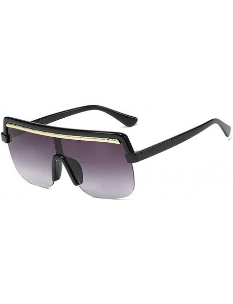Goggle Fashion New Trend Big Frame One-piece Brand Designer Large Hinge Metal Chain Sunglasses - C4 - C318THRID6U $12.23