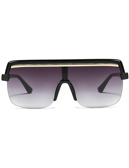 Goggle Fashion New Trend Big Frame One-piece Brand Designer Large Hinge Metal Chain Sunglasses - C4 - C318THRID6U $12.23