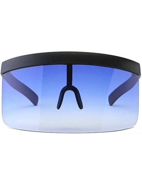 Shield Super Large Futuristic Oversize Shield Visor Sunglasses Flat Top Mirrored Mono Lens 172mm - Gradient Blue - C018E85QOE...