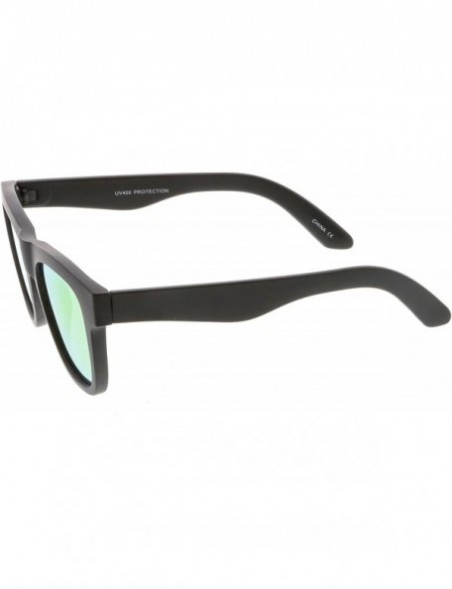 Square Classic Thick Arms Square Flat Lens Horn Rimmed Sunglasses 52mm - Matte Black / Orange Mirror - CS182Q8ZLWU $12.20