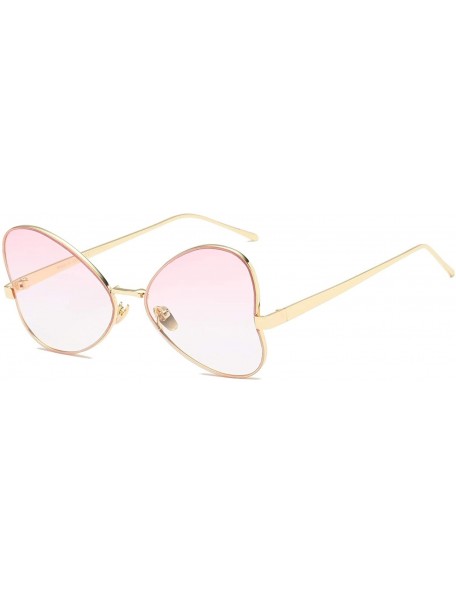 Goggle Women Fashion Metal Butterfly Oversized Cat Eye Sunglasses - Pink - CM18WSELCNR $22.84