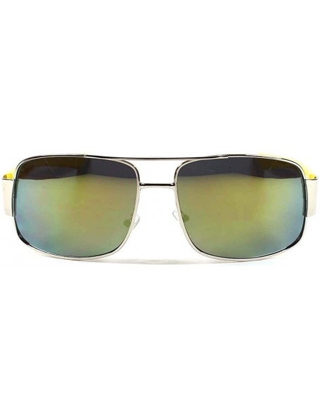 Square Mens Womens Classic Vintage Style Sunglasses Shades Mirror Lens - Yellow - CV18WWGSNO9 $10.27