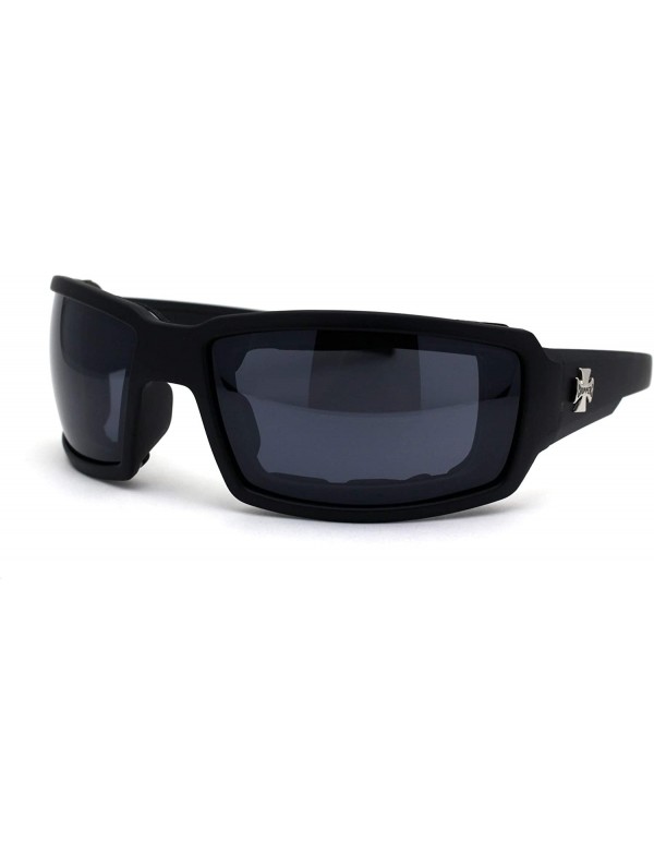 Rectangular Mens Windbreaker Foam Padded Goggle Style Warp Sunglasses - Matte Black - C4195E5R4K2 $12.26